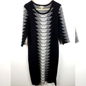 One World Black & White Printed Sweater Dress
